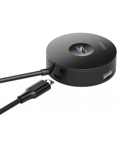 HUB USB-C Baseus Airjoy Round Box 4 Porturi | USB3.0 + 3x USB2.0 Negru